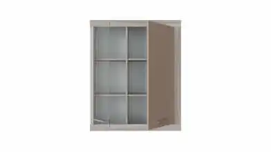  Шкаф навесной со стеклом Tiss, цвет Ясень шимо+Капучино фото - 3 - превью