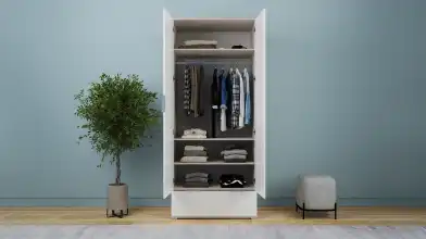 Шкаф для одежды с ящиком Essey, цвет Ясень шимо+Белый блеск фото - 2 - превью