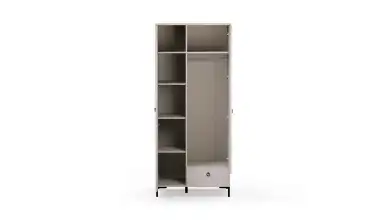  Шкаф двухдверный с зеркалом Zima, цвет Дуб сильверджек ореховый+Глиняный серый фото - 7 - превью