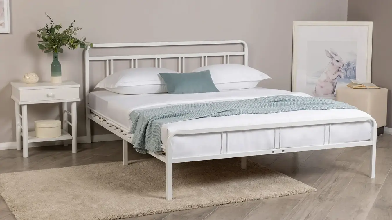 Современная металлическая кровать Avinon, цвет белый в спальню Askona фотография товара - 2 - большое изображение