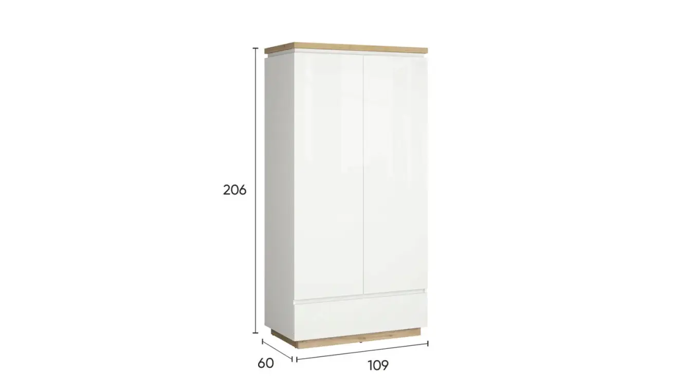 Шкаф двухдверный Issa, цвет Белый+Дуб минерва фото - 8 - большое изображение