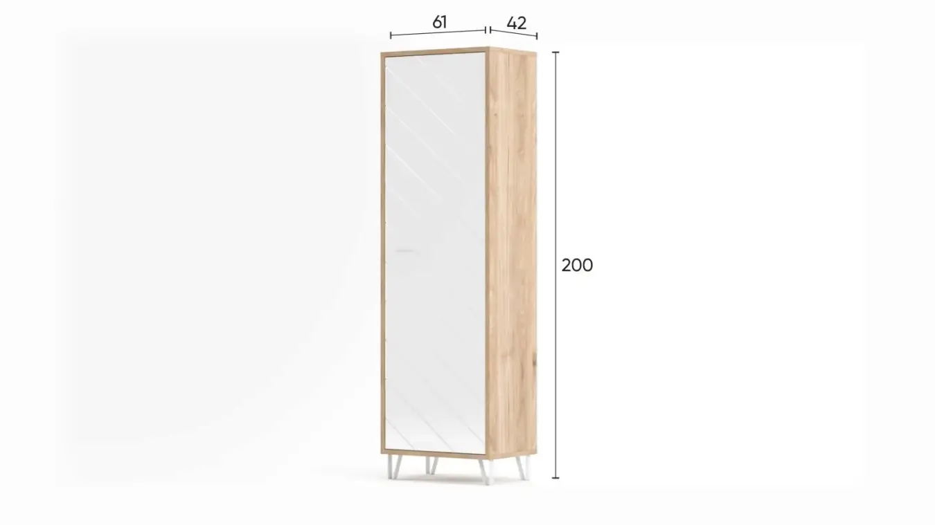 Шкаф однодверный Agira, цвет Гикори кингстон+Белый блеск фото - 7 - большое изображение