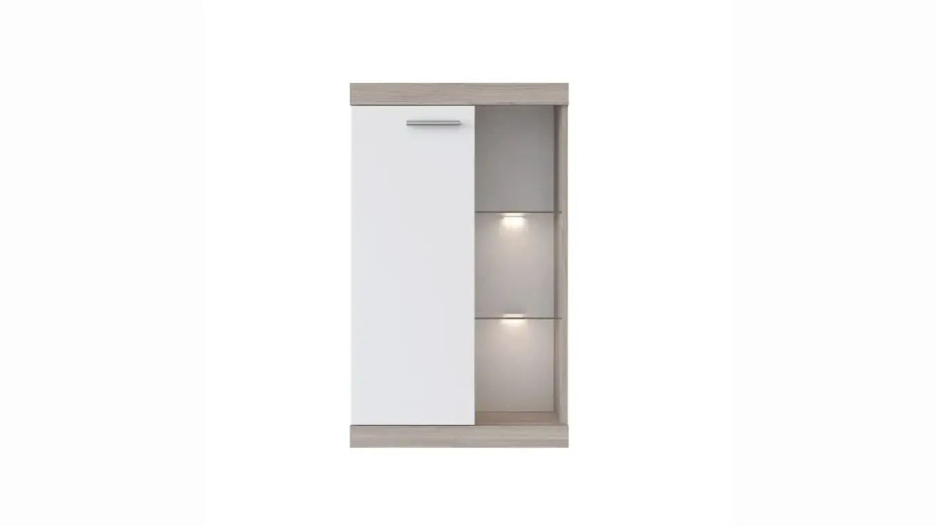  Шкаф однодверный со стеклом Linn, цвет Ясень шимо+Белый фото - 4 - большое изображение