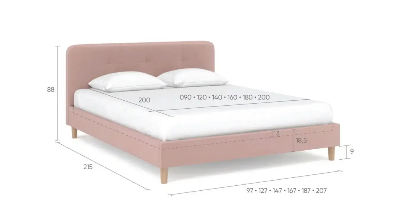Мягкая кровать Minty на деревянных высоких ножках с прямым изголовьем Askona фото - 12 - большое изображение