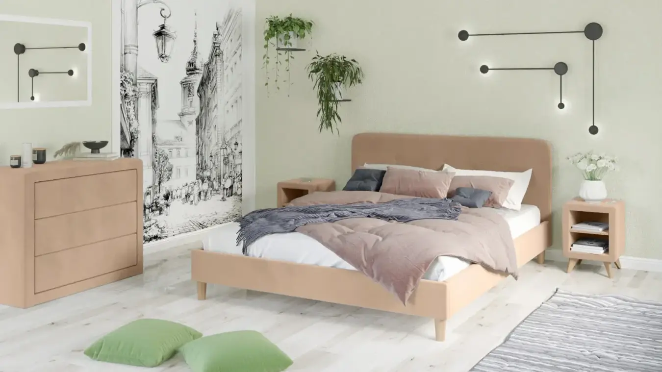 Мягкая кровать Minty на деревянных высоких ножках с прямым изголовьем Askona фото - 16 - большое изображение