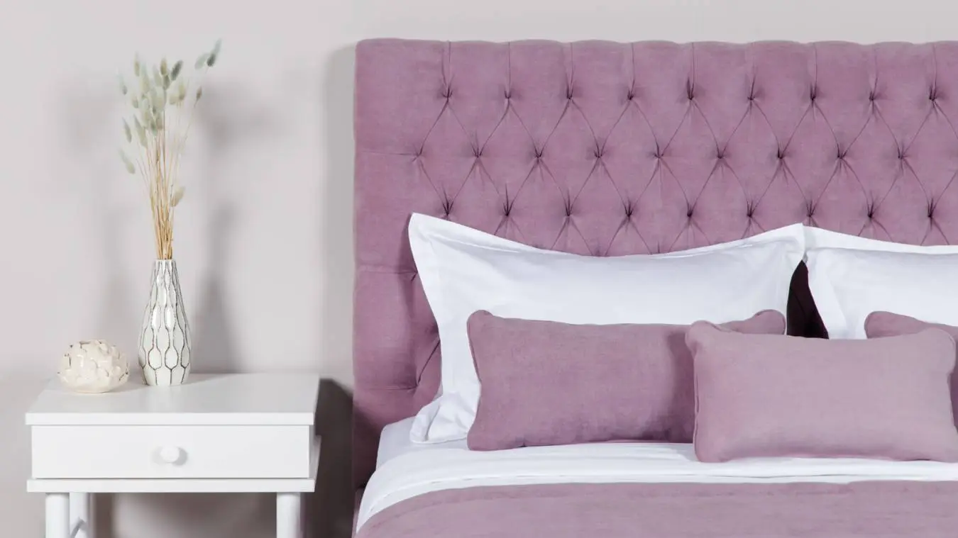 Мягкая кровать Ashley I, цвет Casanova lilac с высоким изголовьем в каретной стяжке Askona фотография товара - 5 - большое изображение