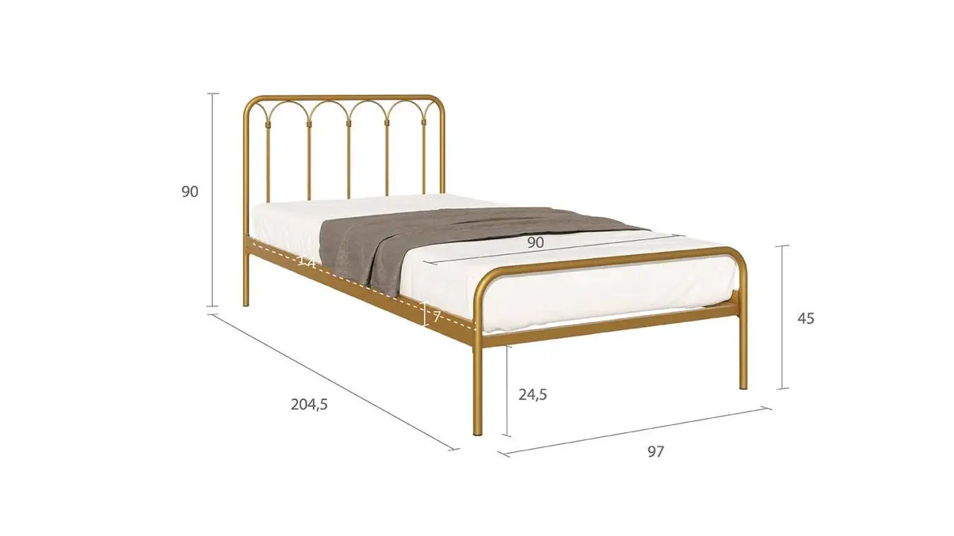 Металлическая кровать Corsa old gold mat в спальню Askona фотография товара - 13 - большое изображение