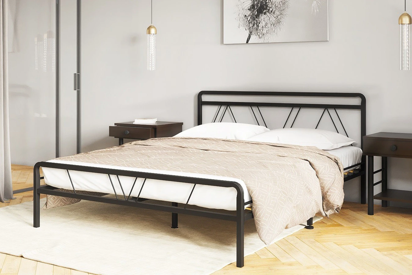 Металлическая кровать Cassis, цвет черный в спальню Askona фотография товара - 4 - большое изображение