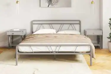 Металлическая кровать Cassis, цвет серый с изголовьем Askona фотография товара - 2 - превью