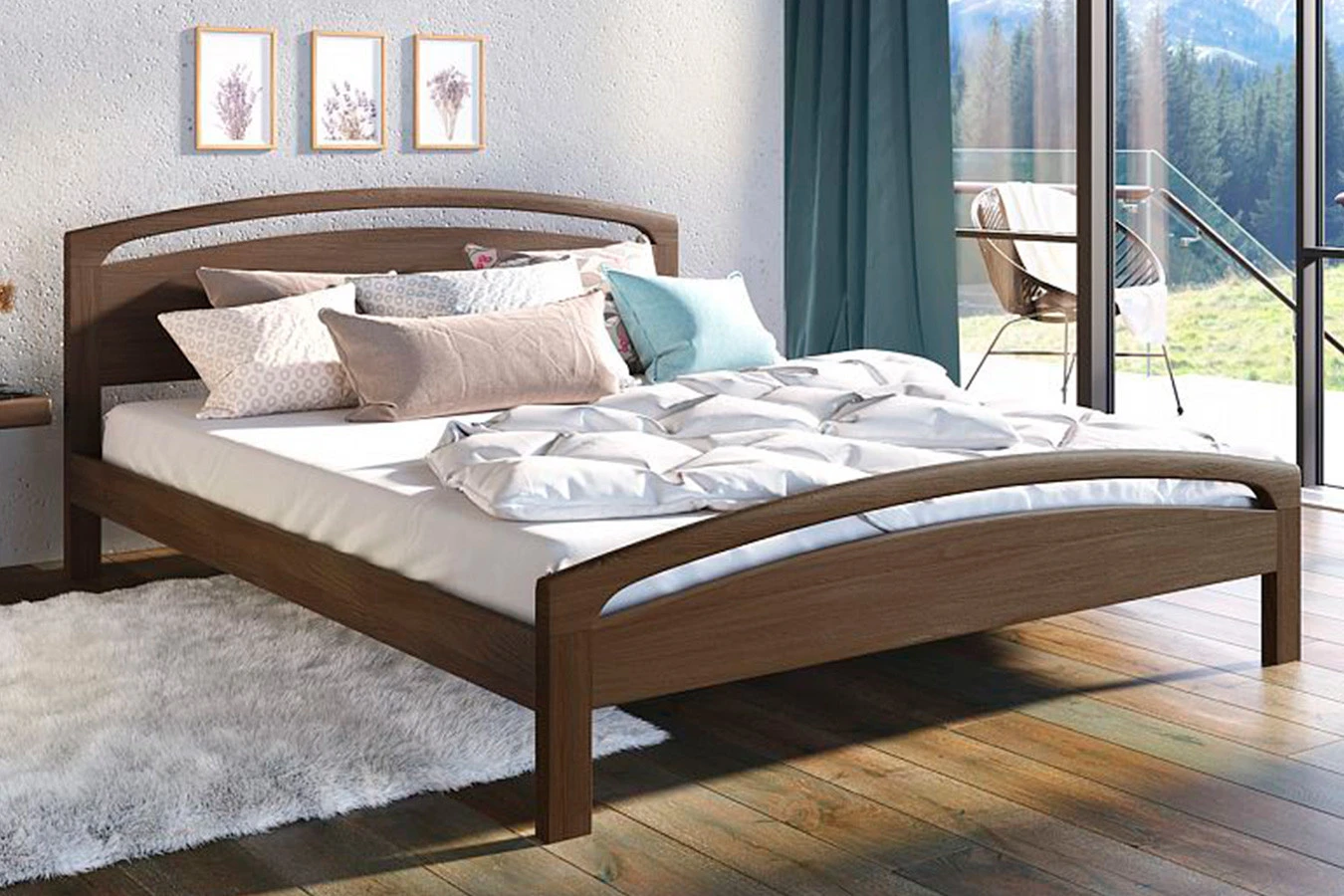 Деревянная кровать Regina New, цвет темный орех - 1 - большое изображение