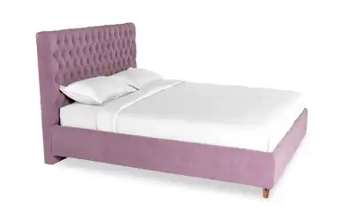 Мягкая кровать Ashley I, цвет Casanova lilac с высоким изголовьем в каретной стяжке Askona фотография товара - 1 - превью
