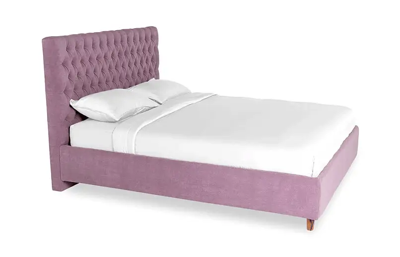 Мягкая кровать Ashley I, цвет Casanova lilac с высоким изголовьем в каретной стяжке Askona фотография товара - 1 - большое изображение