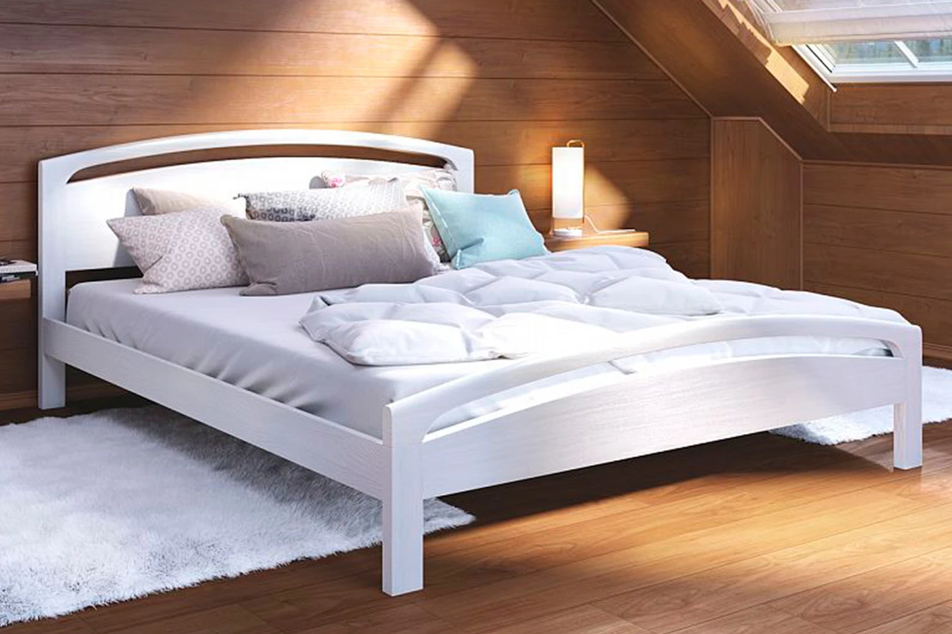 Кровать Regina New, цвет белый фактурный из натурального дерева - 1 - большое изображение