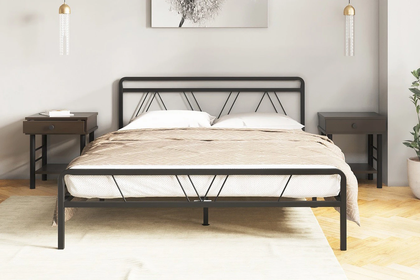 Металлическая кровать Cassis, цвет черный в спальню Askona фотография товара - 3 - большое изображение