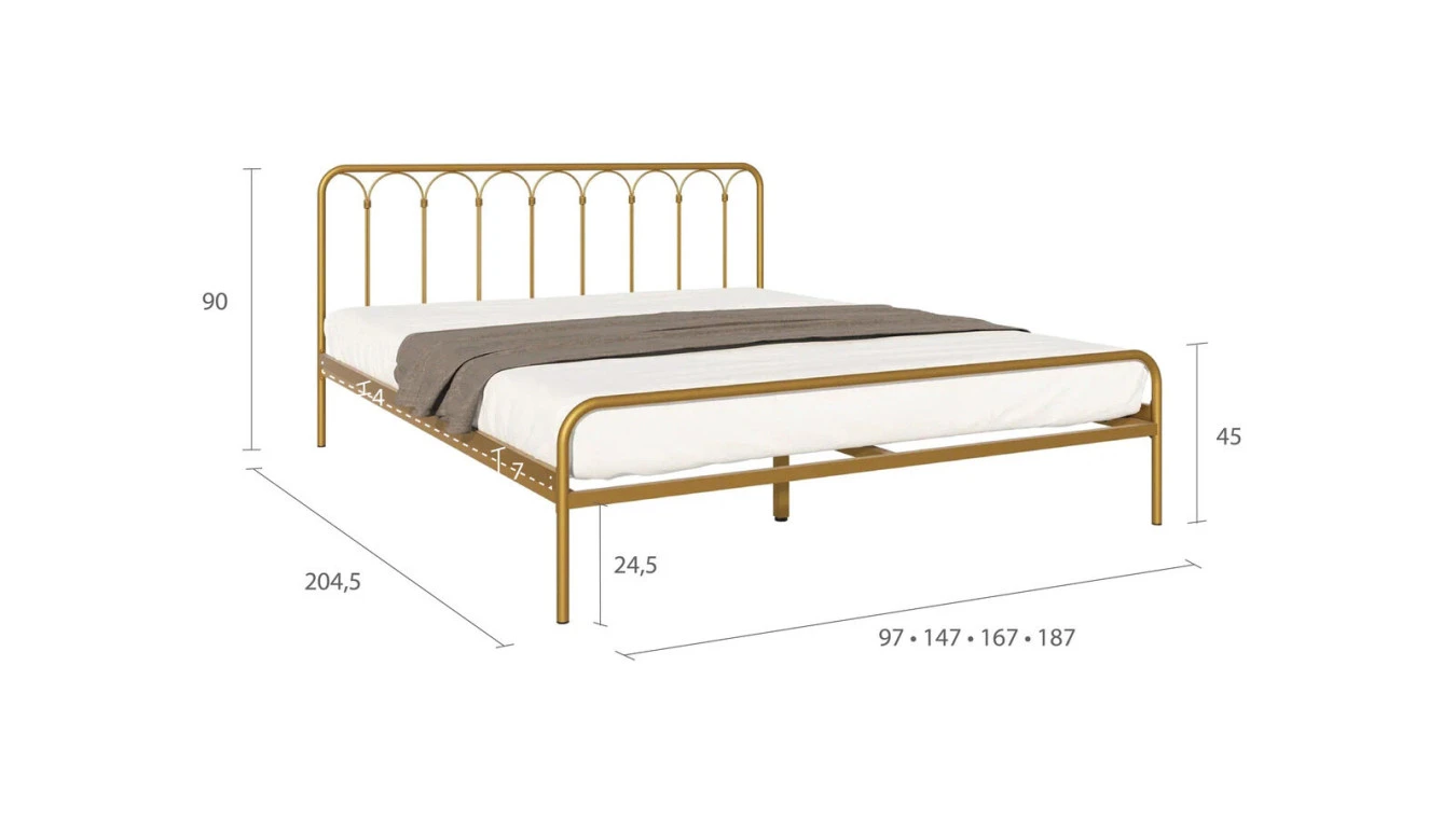 Металлическая кровать Corsa old gold mat в спальню Askona фотография товара - 7 - большое изображение